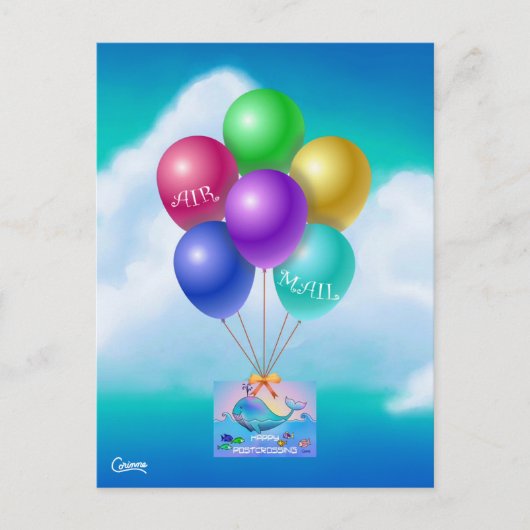 Air Mail Postcrossing Whale - Briefkaart (Voorkant)