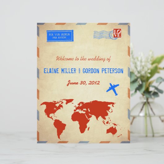  Air Mail Wedding Program Flyer: Onderdruk (Staand voorkant)