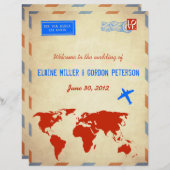  Air Mail Wedding Program Flyer: Onderdruk (Voorkant / Achterkant)