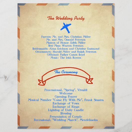  Air Mail Wedding Program Flyer: Onderdruk (Achterkant)