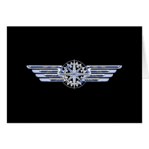 Air Pilote Chrome comme ailes Compass sur noir