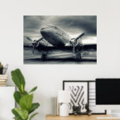 Air Plane Aviation Dakota DC-3 Poster (Thuiskantoor)