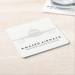 Air Plane   Vluchten Vierkante Kartonnen Onderzetter