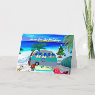 Air stream camper bij strand Kerstkaarten Kaart