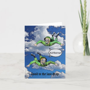 Airborne, army paratrooper, army cartoon - blank feestdagen kaart