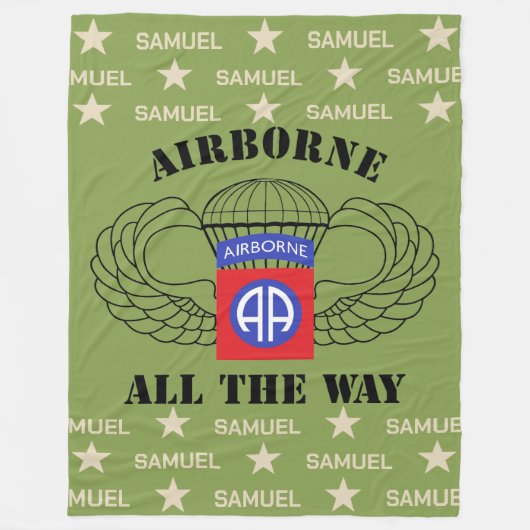 Airborne helemaal aangepaste naam Fleece Deken (Voorkant)