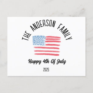 Airbrush Amerikaanse Vlag Gepersonaliseerde Famili Feestdagenkaart