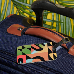 Airbrush stijl abstracte geometrische vormen kleur bagagelabel