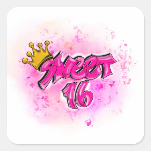 Airbrush Sweet 16 Stickers Rose Anniversaire (Devant)