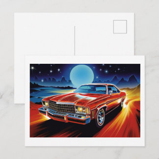Airbrushkunst van een oldtimer briefkaart