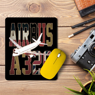 Airbus A320 Jetliner.  Europese vlaggen Muismat
