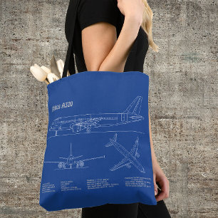 Airbus A320 - Tekening vliegtuig blauwdruk Plannen Draagtas
