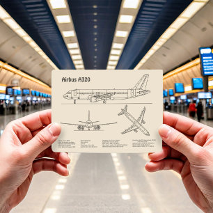 Airbus A320 - Tekening vliegtuig blueprint bouwpla Briefkaart