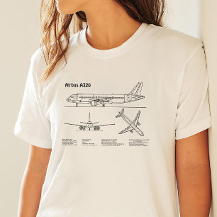 Airbus A320 - Tekening vliegtuigblauwdruk Plannen  T-shirt