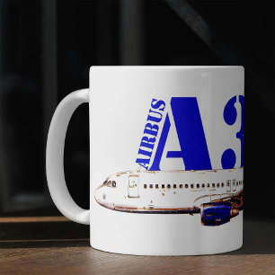 Airbus a320 vliegtuig aquarel tekening koffiemok
