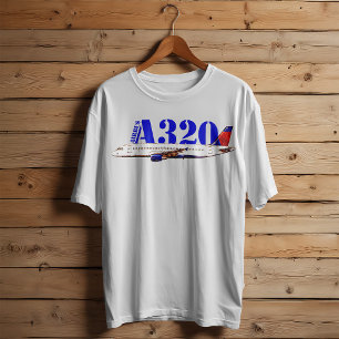 Airbus a320 vliegtuig aquarel tekening t-shirt