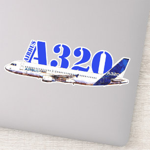 Airbus A320 Vliegtuig Waterverf tekening Profiel Sticker