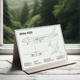 Airbus A320 - Vliegtuigblauwdruk-tekentafels BD Bedankkaart