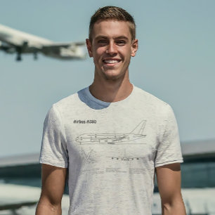 Airbus A380 - Vliegtuigblauwdruk Tekenplannen BD T-shirt