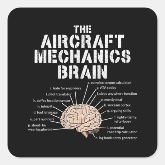 Aircraft Mechanics Brain Aviation Gift Vierkante Sticker (Voorkant)