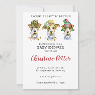Airdale Terrier Puppy Theme Baby shower Invitation