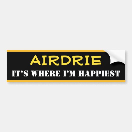 "AIRDRIE" — "IT IS WAAR IK GELUKKIG BEN" (Canada) Bumpersticker (Voorkant)