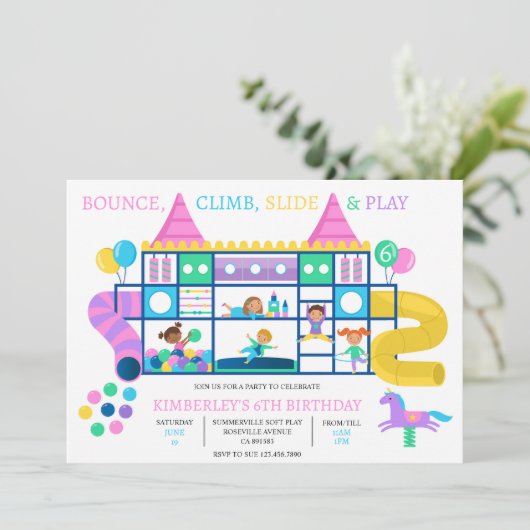 Aire de jeu intérieure Invitation de fête d'annive (Debout devant)