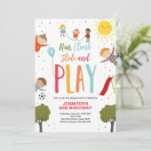 Aire De Jeux Anniversaire Fête Invitation Dans Le (Debout devant)