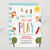 Aire De Jeux Anniversaire Fête Invitation Dans Le (Devant / Derrière)