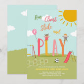Aire De Jeux Anniversaire Fête Invitation Dans Le  (Devant / Derrière)