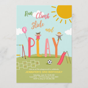 Aire De Jeux Anniversaire Fête Invitation Dans Le