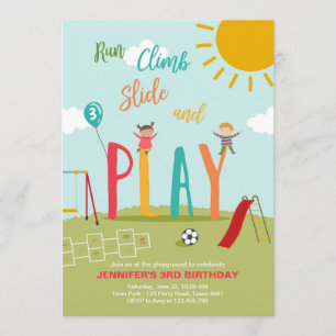 Aire De Jeux Anniversaire Fête Invitation Dans Le