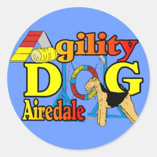 Airedale_Agility Gifts Ronde Sticker
