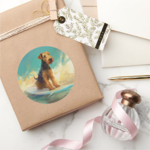 Airedale Beach Surfen Schilderij Ronde Sticker