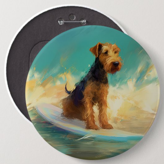 Airedale Beach Surfschildering Ronde Button 6,0 Cm (Voorkant /achterkant)