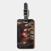 Airedale bij de Haard Kerstmis Bagagelabel (Voorkant verticaal)