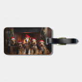 Airedale bij de Haard Kerstmis Bagagelabel (Achterkant horizontaal)