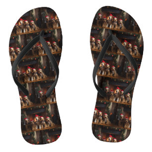 Airedale bij de Haard Kerstmis Teenslippers