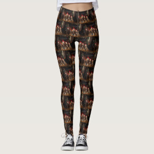 Airedale bij de open haard Kerstmis Leggings