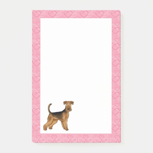 Airedale Bingley Terrier Hond Hart Patroon Roze Post-it® Notes (Voorkant)