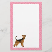 Airedale Bingley Terriër Hond Met Roze Harten Briefpapier (Voorkant)