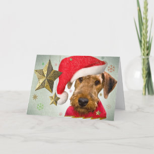 Airedale Christmas Star Wenskaart Feestdagen Kaart