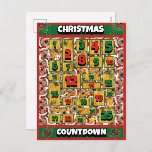 Airedale Dog Counting Kerstmis Advent Calendar Feestdagenkaart (Voorkant / Achterkant)