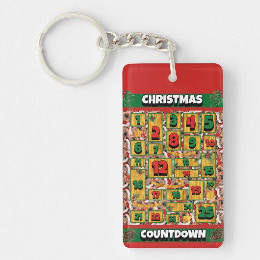 Airedale Dog Counting Kerstmis Advent Calendar Sleutelhanger (Voorkant)