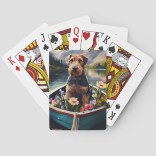 Airedale Dog op een peddel: een Schilderachtig avo Pokerkaarten