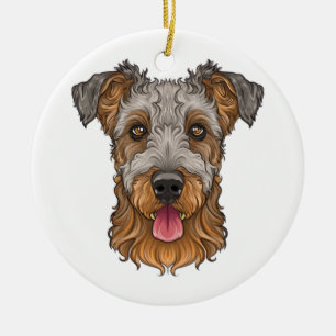 airedale doodsbanker keramisch ornament