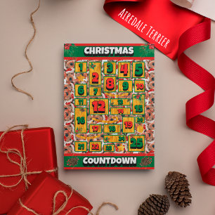 Airedale-hond Countdown Kerstmis Adventkalender Feestdagenkaart
