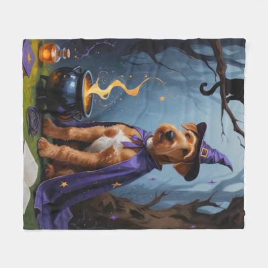Airedale hond grillig Halloween schilderij Fleece Deken (Voorkant (Horizontaal))