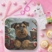 Airedale Hond Kerstfeest Papieren Bordje (Feest)