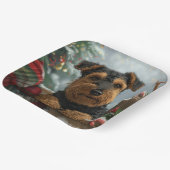 Airedale Hond Kerstfeest Papieren Bordje (Gebogen)